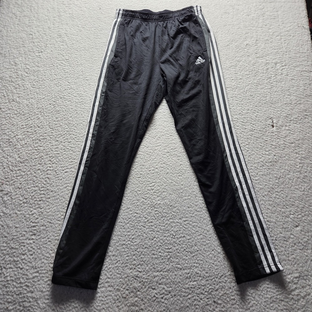 Adidas Pants Mens Medium 28x31 Black Knit Track Elastic Waist Pockets 3 Stripe